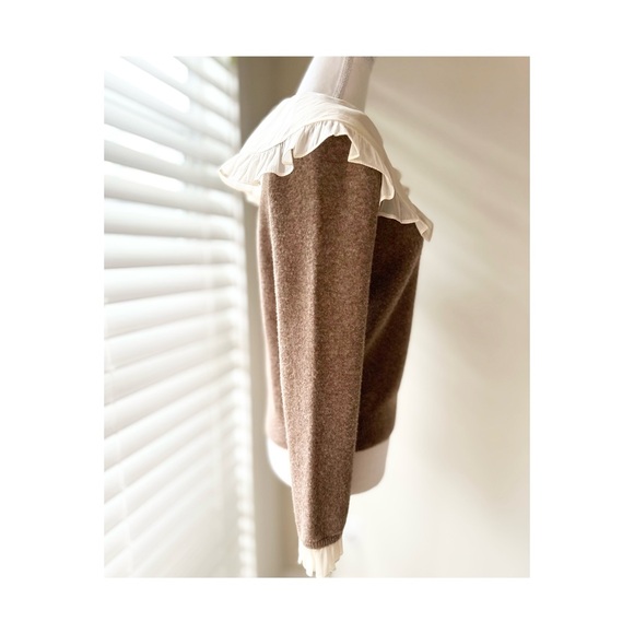 Zara Brown Sweater with Cream Ruffle Collar - Picture 5 of 7